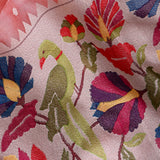 Ethereal Pink Floral & Bird Embroidered Organza Saree