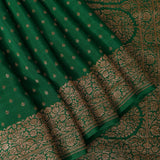 Exquisite Copper Zari Woven Green Banarasi Silk Saree With Butti And Jaal Detailing