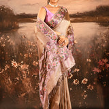 Antique Gold With Butterfly And Floral Motif Border Designer Saree