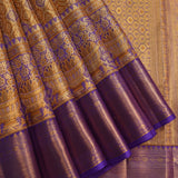 Royal Golden Grid & Purple Border Kanjivaram Silk Saree
