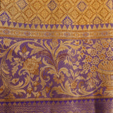 Royal Golden Grid & Purple Border Kanjivaram Silk Saree