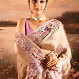 Antique Gold With Butterfly And Floral Motif Border Designer Saree