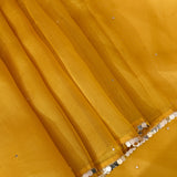 Mustard Yellow Organza Saree With Hand Embroidered Sequin Border