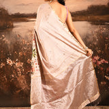 Soft Champagne With Paithani Style Elephant Motif Border Designer Saree