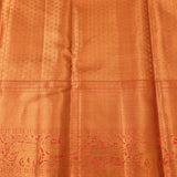Lime Green And Copper Contrast Kanjivaram Silk Saree