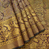 Regal Plum Checked Floral Brocade Saree