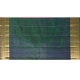 Blue And Green Checked Butti Kanjivaram Silk Saree