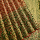 Rust And Forest Green Floral-Aviary Kanjivaram Silk Saree