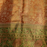 Rust And Forest Green Floral-Aviary Kanjivaram Silk Saree