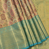 Teal And Gold Peacock Motif Kanjivaram Silk Saree