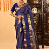 Royal Blue Checks With Butti Kanjivaram Silk Saree