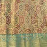 Teal And Gold Peacock Motif Kanjivaram Silk Saree