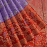 Violet And Red Contrast Kanjivaram Silk Saree