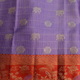 Violet And Red Contrast Kanjivaram Silk Saree
