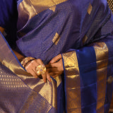 Royal Blue Checks With Butti Kanjivaram Silk Saree