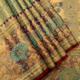 Sage Green Avian Motif Kanjivaram Silk Saree