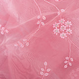 Pink Organza Saree With Tonal Floral Vine Embroidery And Scalloped Sequin Border