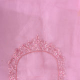 Pink Organza Saree With Tonal Floral Vine Embroidery And Scalloped Sequin Border