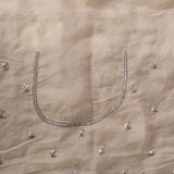 Ivory Kanjivaram Saree With Sequin Floral Vine Embroidery And Scalloped Border
