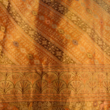 Copper-Gold Floral Brocade Kanjivaram Silk Saree With Geometric Weave