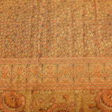 Copper-Gold Floral Brocade Kanjivaram Silk Saree With Geometric Weave
