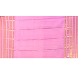 Red With Gold Zari Checked And Lavender Stripes Kanjivaram Silk Saree