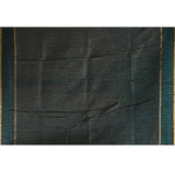 Peacock Teal Dotted Weave With Floral Leaf Border Designer Saree