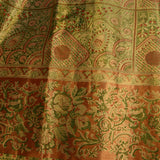 Moss Green & Burnt Orange Botanical Kanjivaram Silk Saree