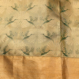 Sage Green & Gold Flying Crane Motif Kanjivaram Silk Saree With Antique Gold Border