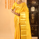 Vibrant Yellow Woven Kanjivaram Silk Saree