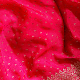 Majestic Pink Banarasi Silk Saree With Intricate Gold Zari Butti And Shikargah Border