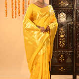 Vibrant Yellow Woven Kanjivaram Silk Saree