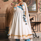 Ivory Paisley Wrap Anarkali Set