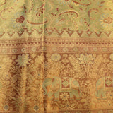 Olive Green Elephant Motif Pure Silk Kanjivaram Saree With Copper Zari Border