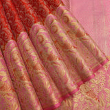 Crimson & Pink Floral Peacock Kanjivaram Silk Saree