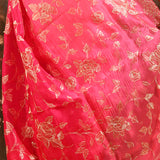 Deep Pink With Golden Floral Print Georgette Saree