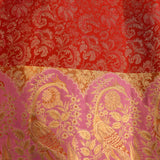 Crimson & Pink Floral Peacock Kanjivaram Silk Saree