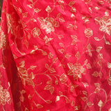 Rani Pink With Golden Floral Print Georgette Saree