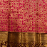 Royal Maroon And Magenta Shikargah Silk Saree With Gold Zari Border