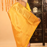 Pink And Yellow Silk Blend Kanjivaram Saree