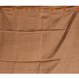 Beige Checks With Embroidered Floral Border Designer Saree