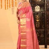 Pink Gold Zari Butti Kanjivaram Silk Saree
