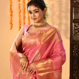 Pink Gold Zari Butti Kanjivaram Silk Saree