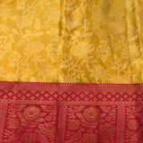 Sunshine Yellow & Crimson Floral Kanjivaram Silk Saree