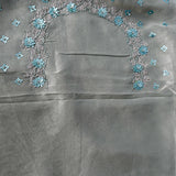 Grey Embellished Organza Designer Saree