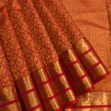 Crimson Floral Brocade Banarasi Silk Saree
