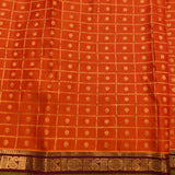 Bright Orange Kanjivaram Silk Saree With Multi-Color Border