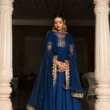 Midnight Blue Zari Anarkali Set