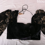 Black Organza Saree With Hand Embroidered Beaded Crane & Floral Motifs