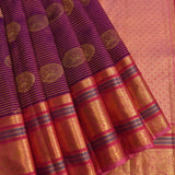 Regal Purple Kanjivaram Silk Saree With Gold Stripes